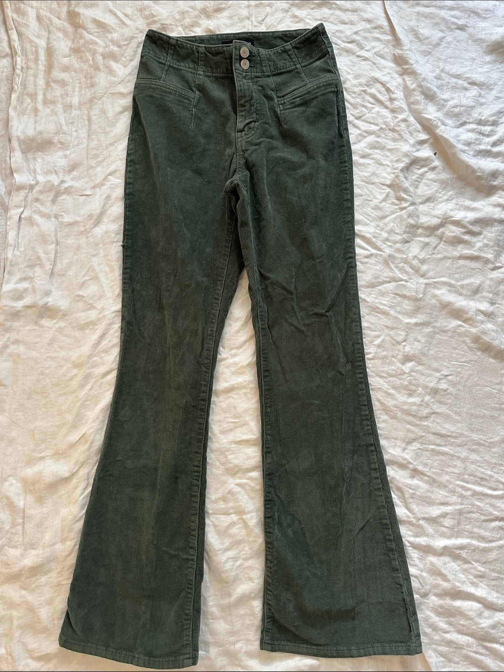 Women's Lucky Brand Dark Green Corduroy Flare Pants